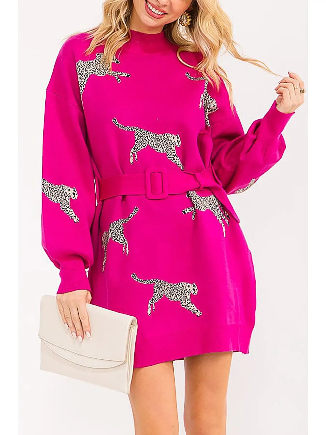 Pouncin' Pink Sweater Dress