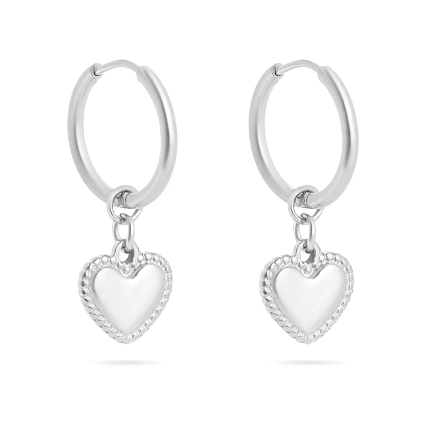 Heart Pendant Hoop Earrings | 18k Gold Stainless Steel