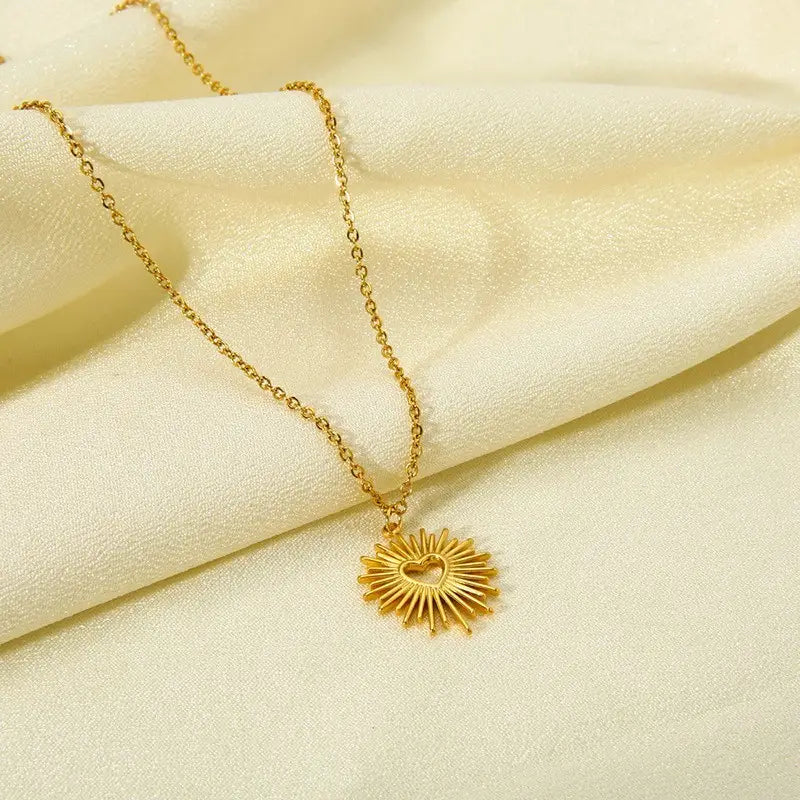 Sun Blast Heart Necklace | 18k Stainless Steel Tarnish-Free