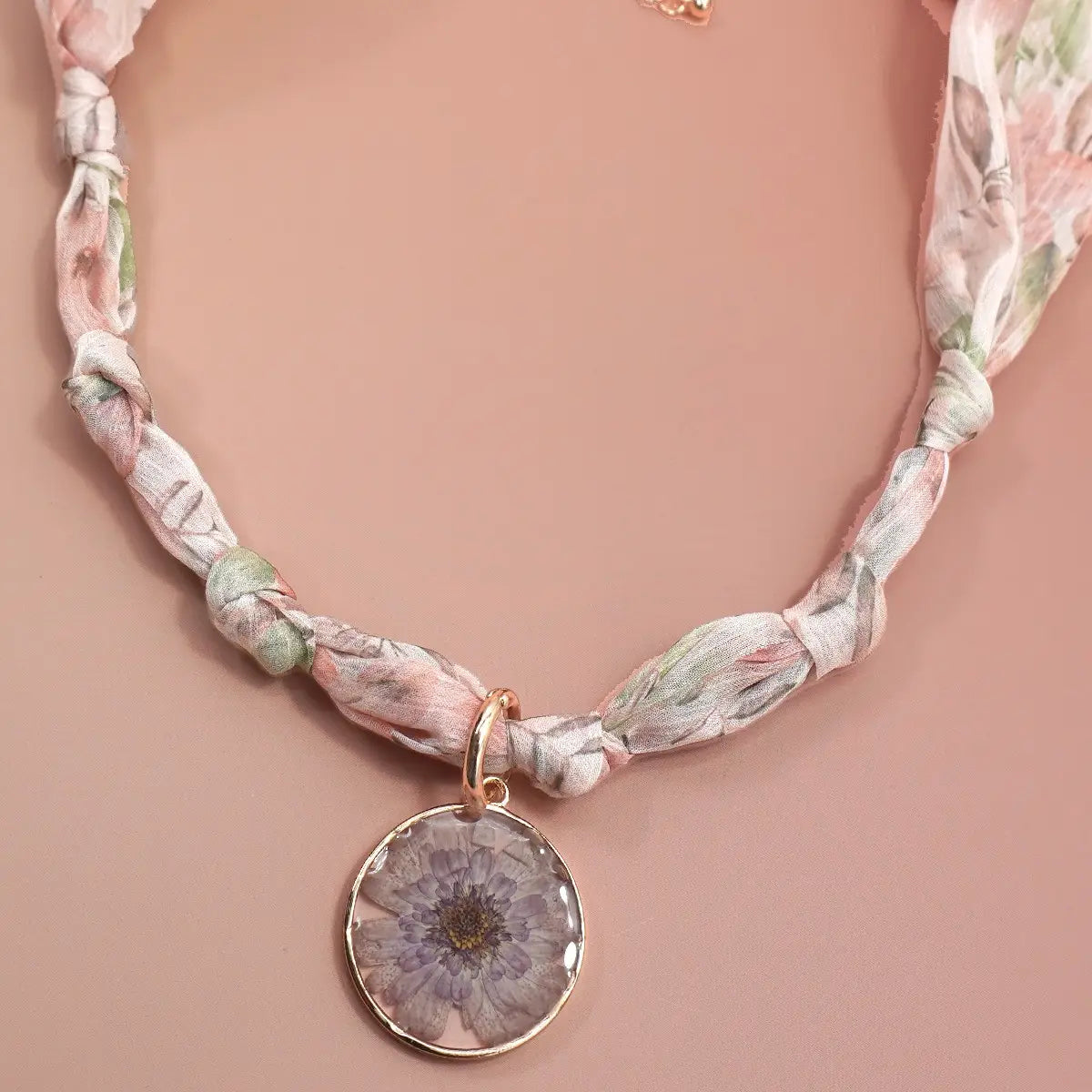 Pressed Flower Scarf Necklace