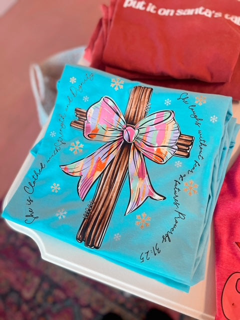 Proverbs 31:25 Cross Tee