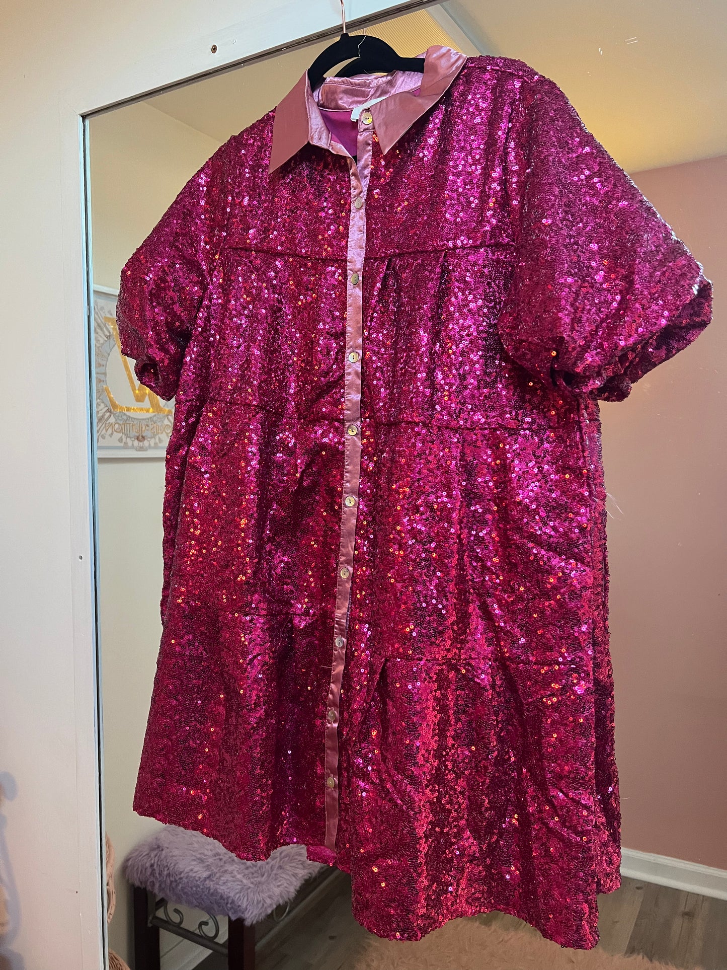 Strawberry Wine Sequin Dress