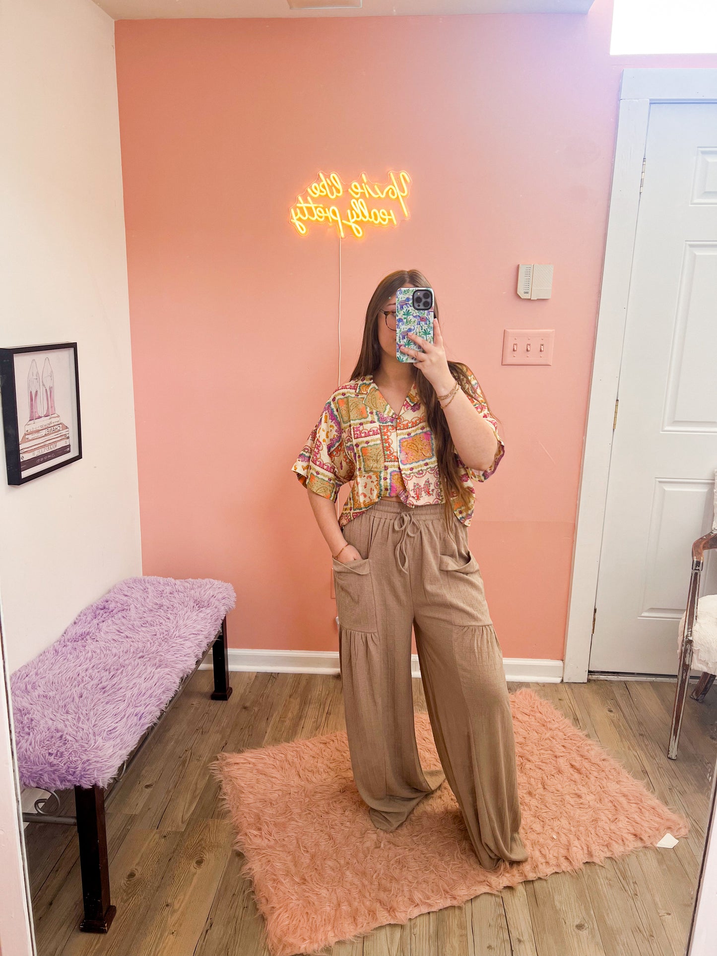 Paisley Patch Button-Up Top