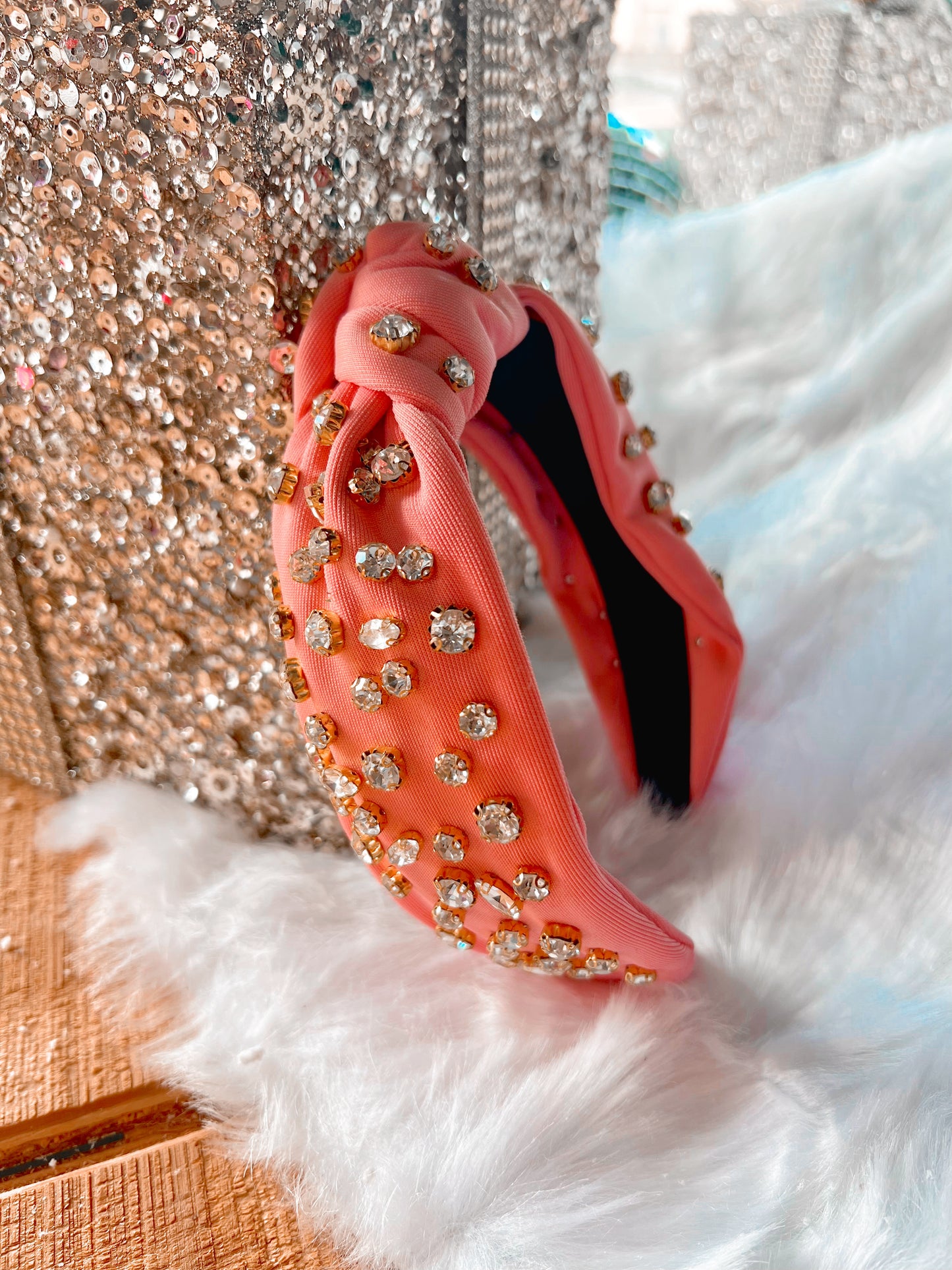 Pink Rhinestone Beaded Headband
