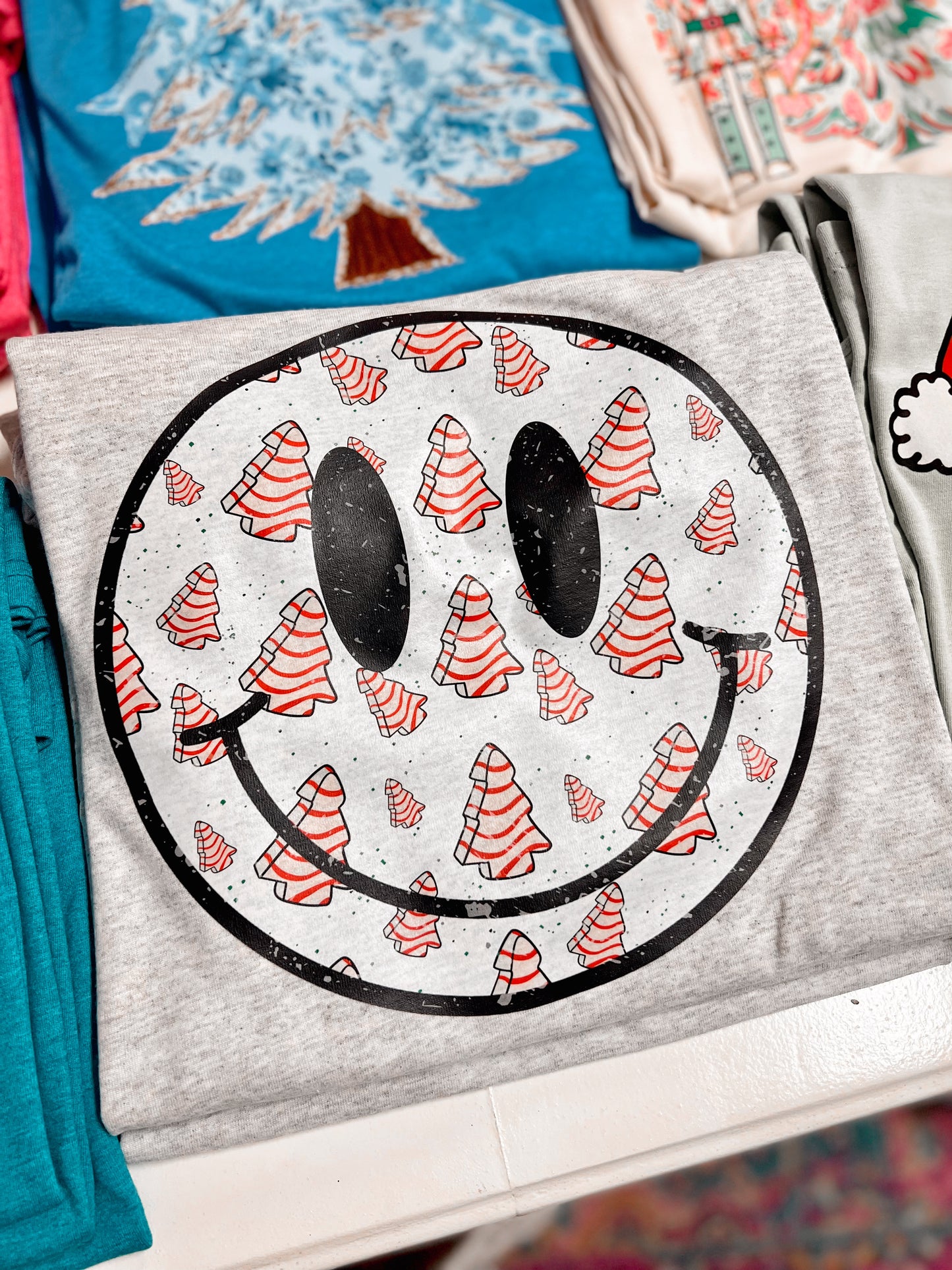 Christmas Cake Smiley Tee