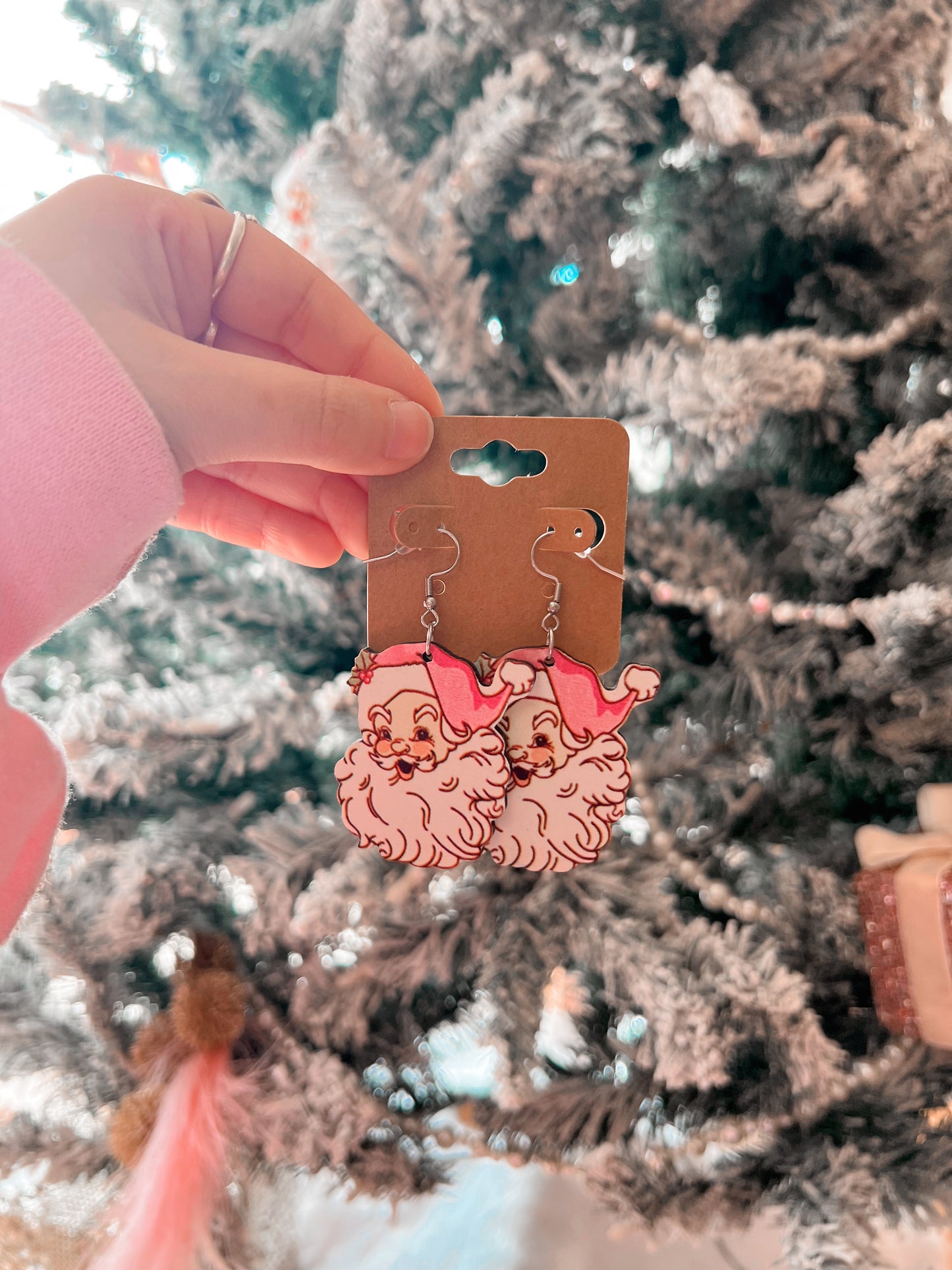 Pink Santa Earrings