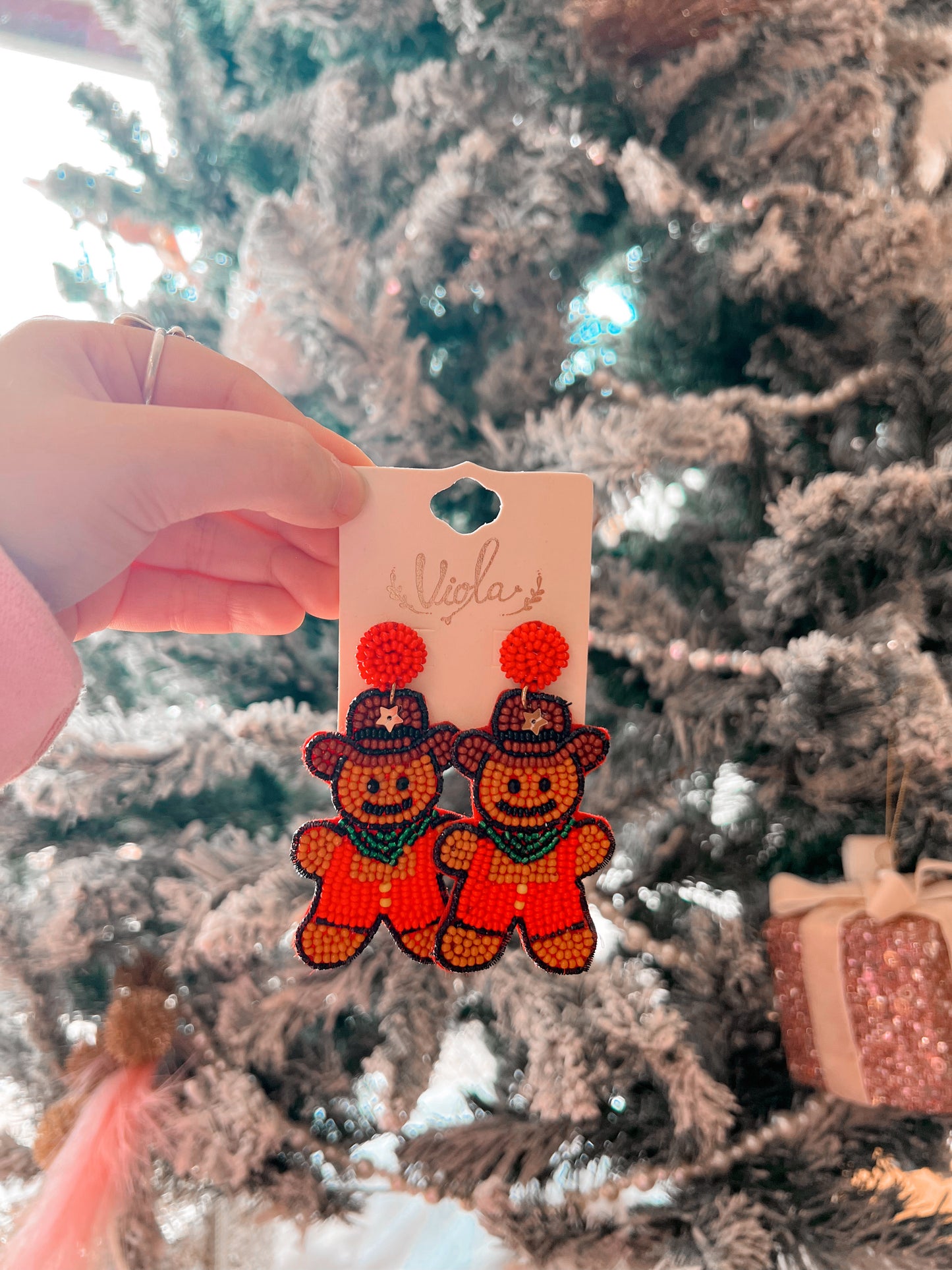 Cowboy Gingerbread Beaded Earrings