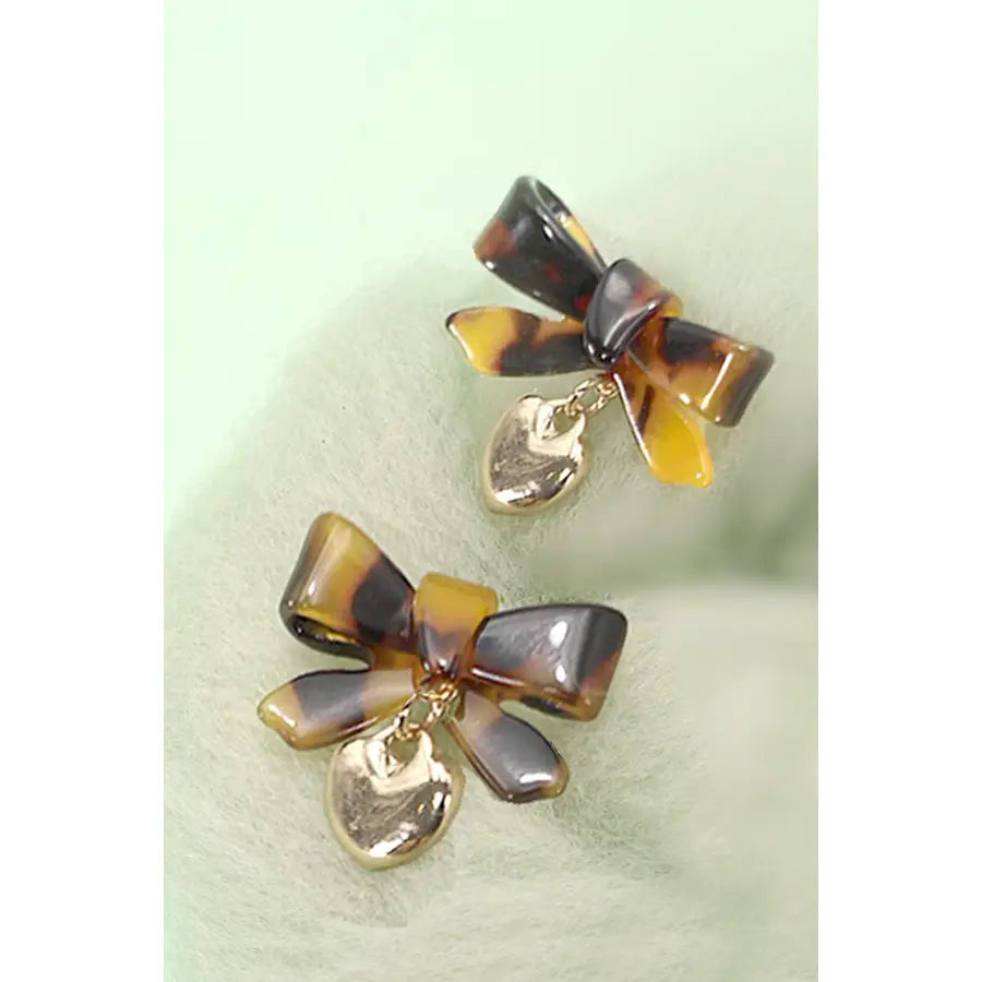 Ribbon Bow Heart Earrings