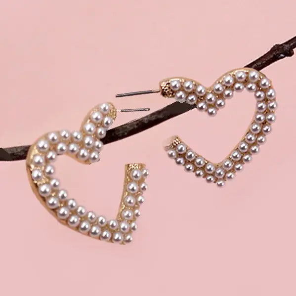 Pearl Heart Hoops