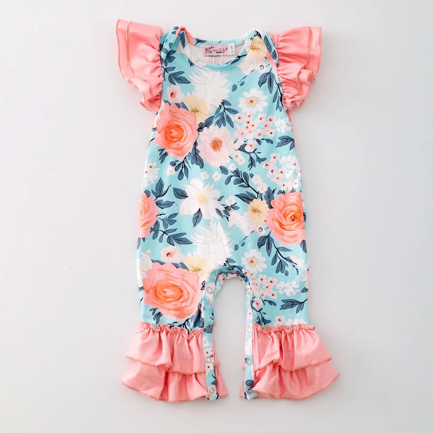 Aqua Peachy Petals Romper