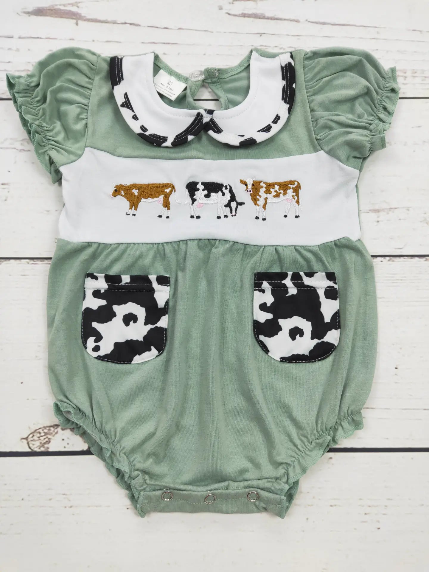 Cow Embroidered Romper