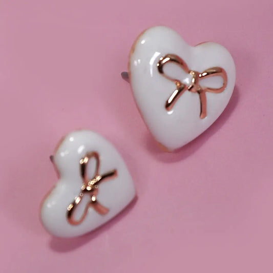 Bow Heart Stud Earrings