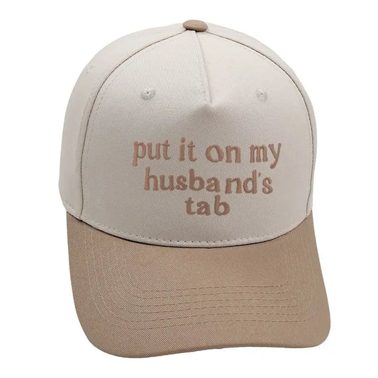 Put It On My Husband's Tab Embroidered Trucker Hat