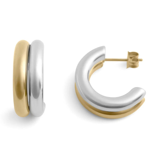 Mixed Metal Huggie Hoop Earrings