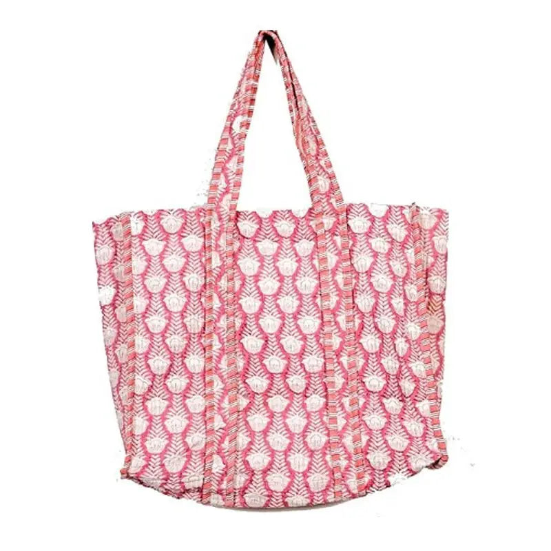 Reversible Quilted Tote Bag - Pink