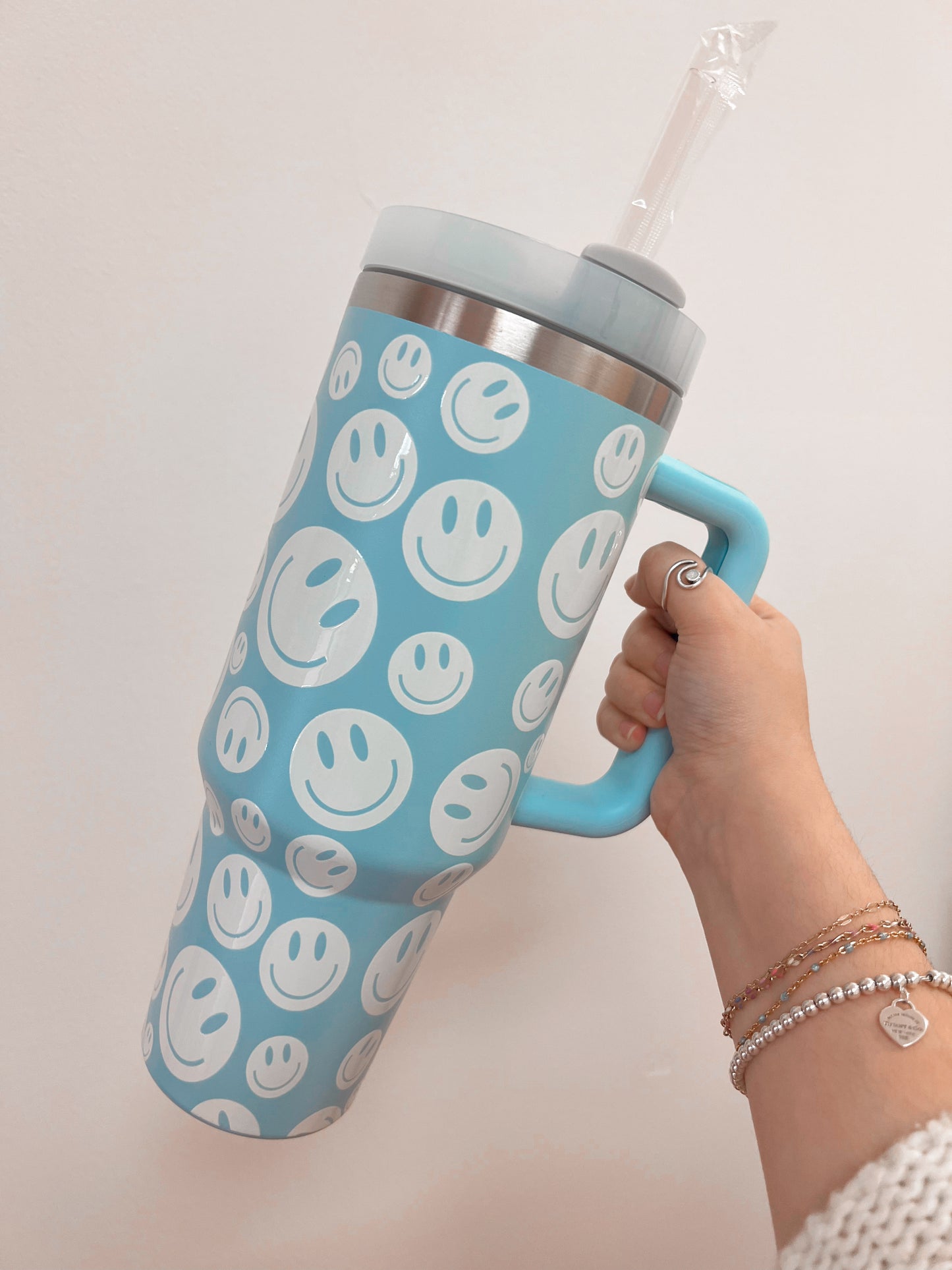 Blue Smiley 40oz Tumbler