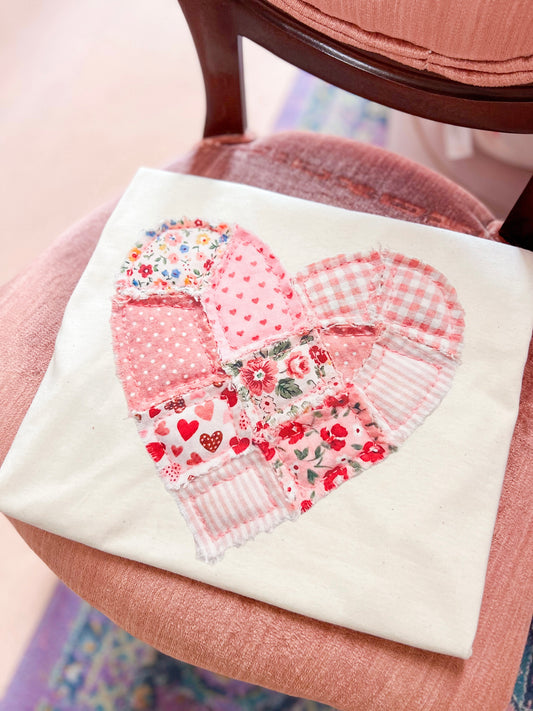 Faux Quilted Patchwork Heart Tee