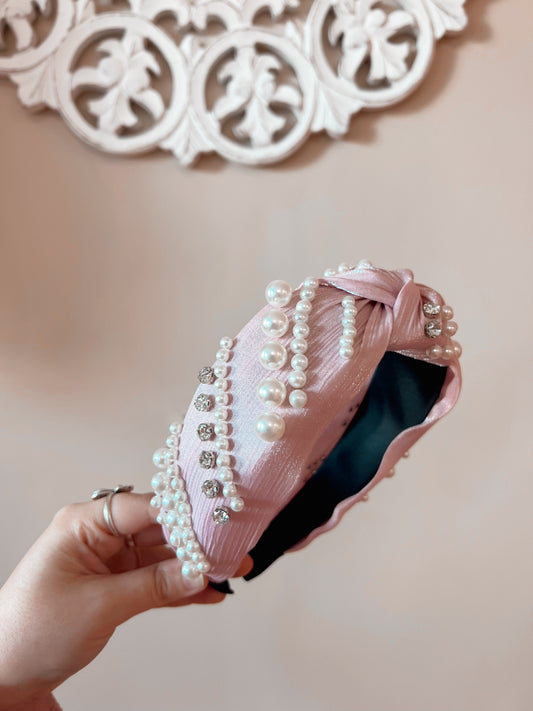 Mauve Pearl Beaded Headband