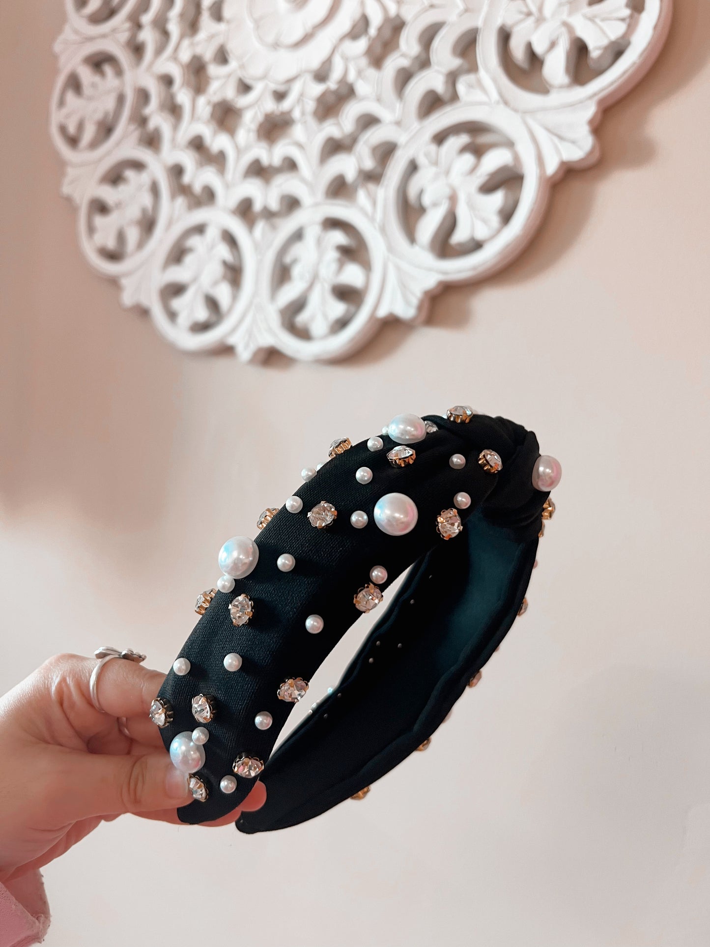 Black Pearl Beaded Headband