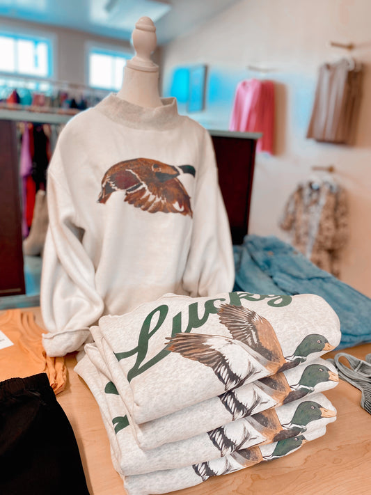 Lucky Duck Reversible Mock Neck Crewneck