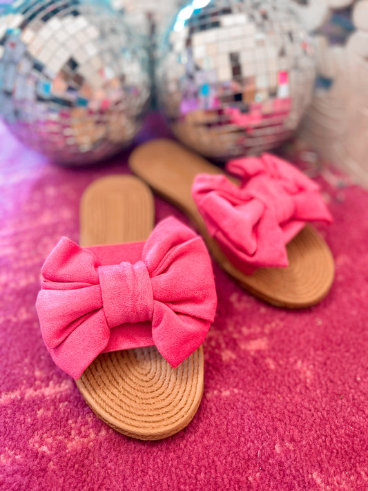 Athena Chubby Bow Sandals - Hot Pink