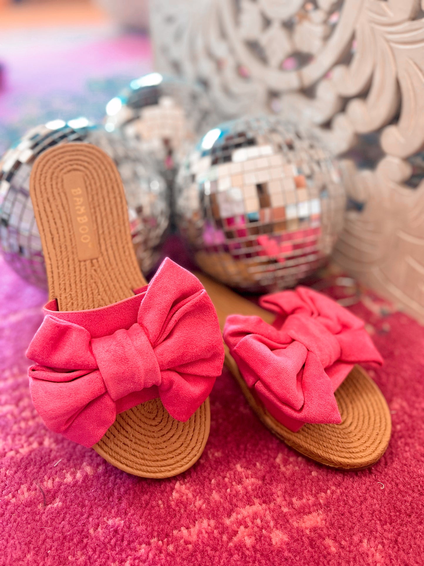 Athena Chubby Bow Sandals - Hot Pink