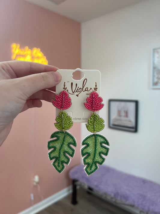 Tropical Glam Beaded Earrings