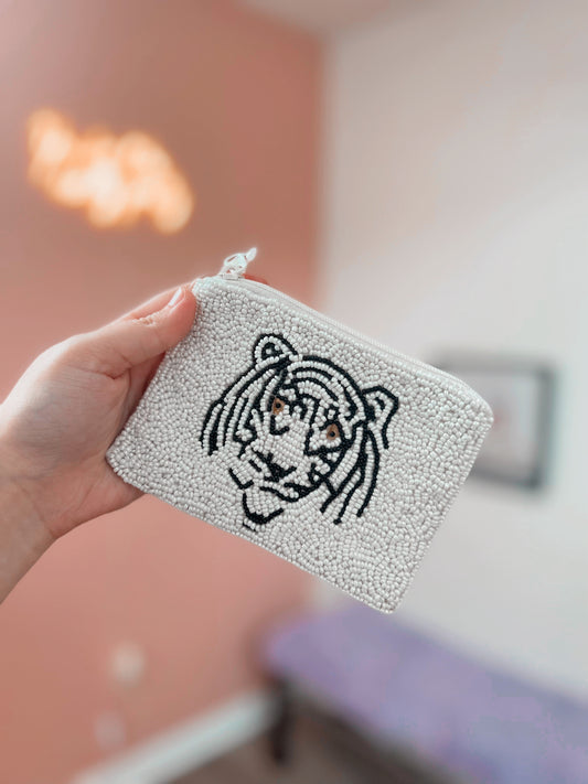 Tiger Beaded Coin Purse