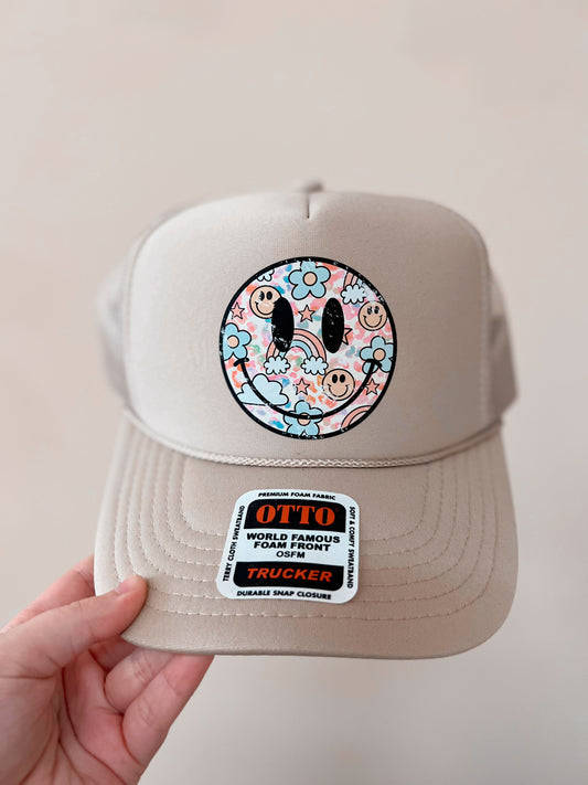 Rainbow Smiley Trucker Hat