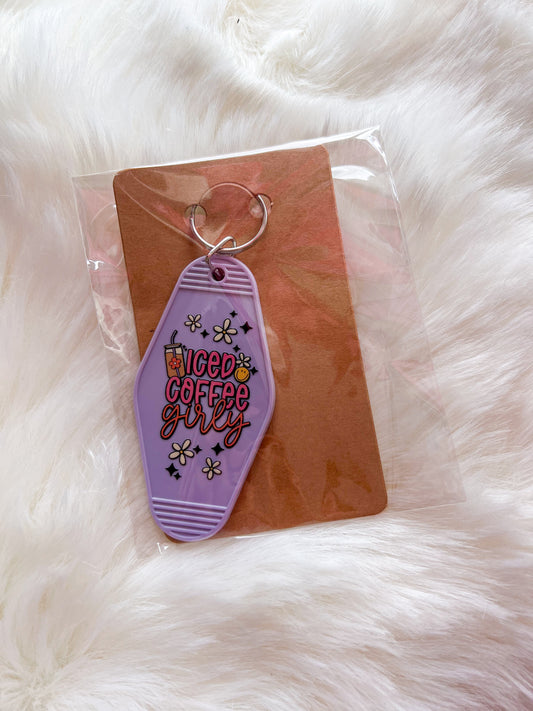 Iced Coffee Girly Motel Keychain