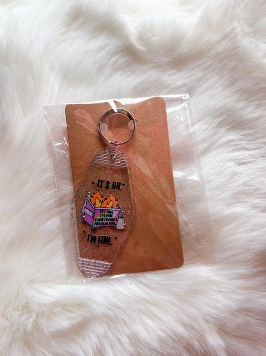 Dumpster Fire Motel Keychain