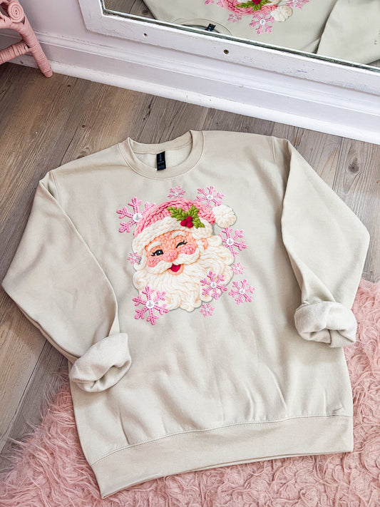 Snowflake Santa | Faux Yarn Crewneck