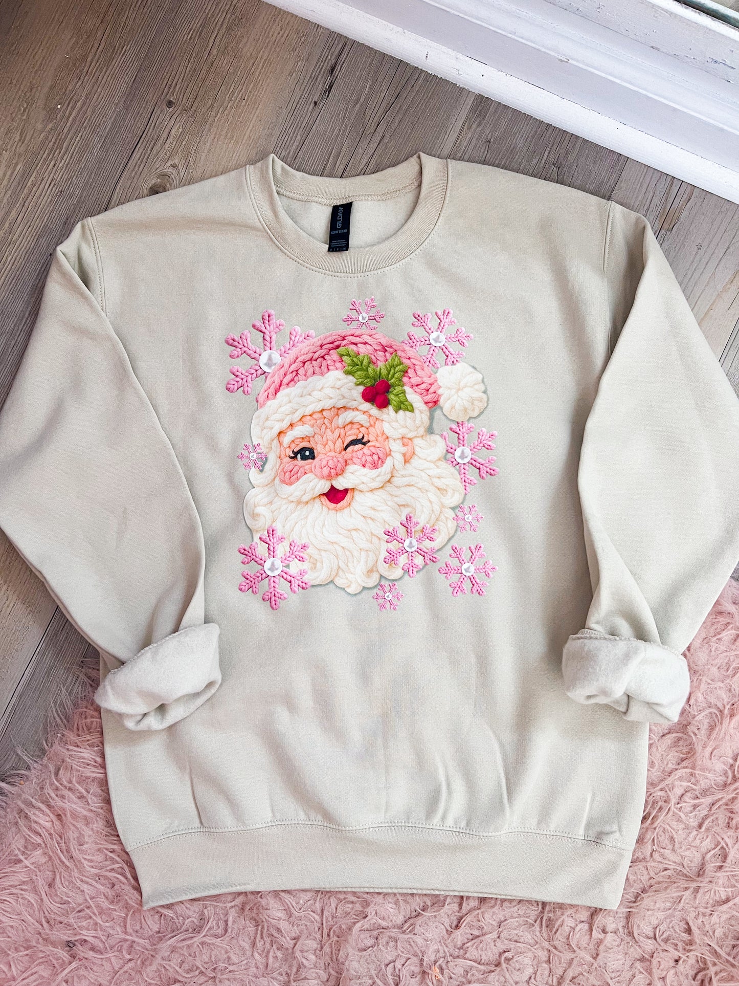 Snowflake Santa | Faux Yarn Crewneck