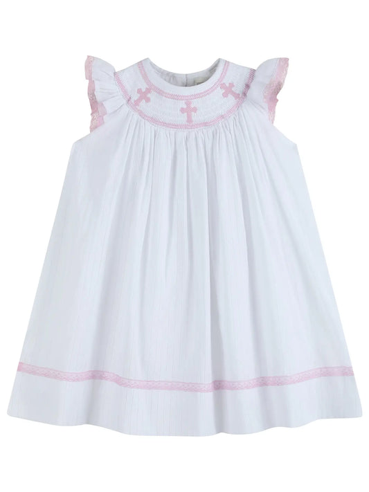 Pink Cross Smocked Dress