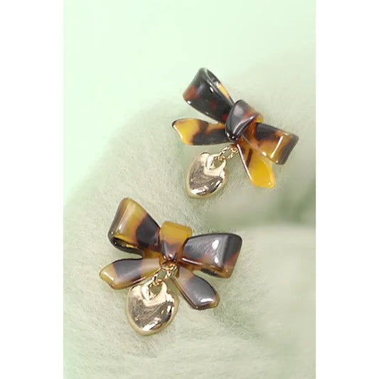 Ribbon Bow Heart Earrings