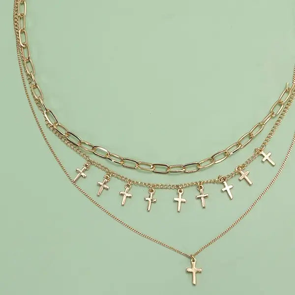 Layered Cross Necklace